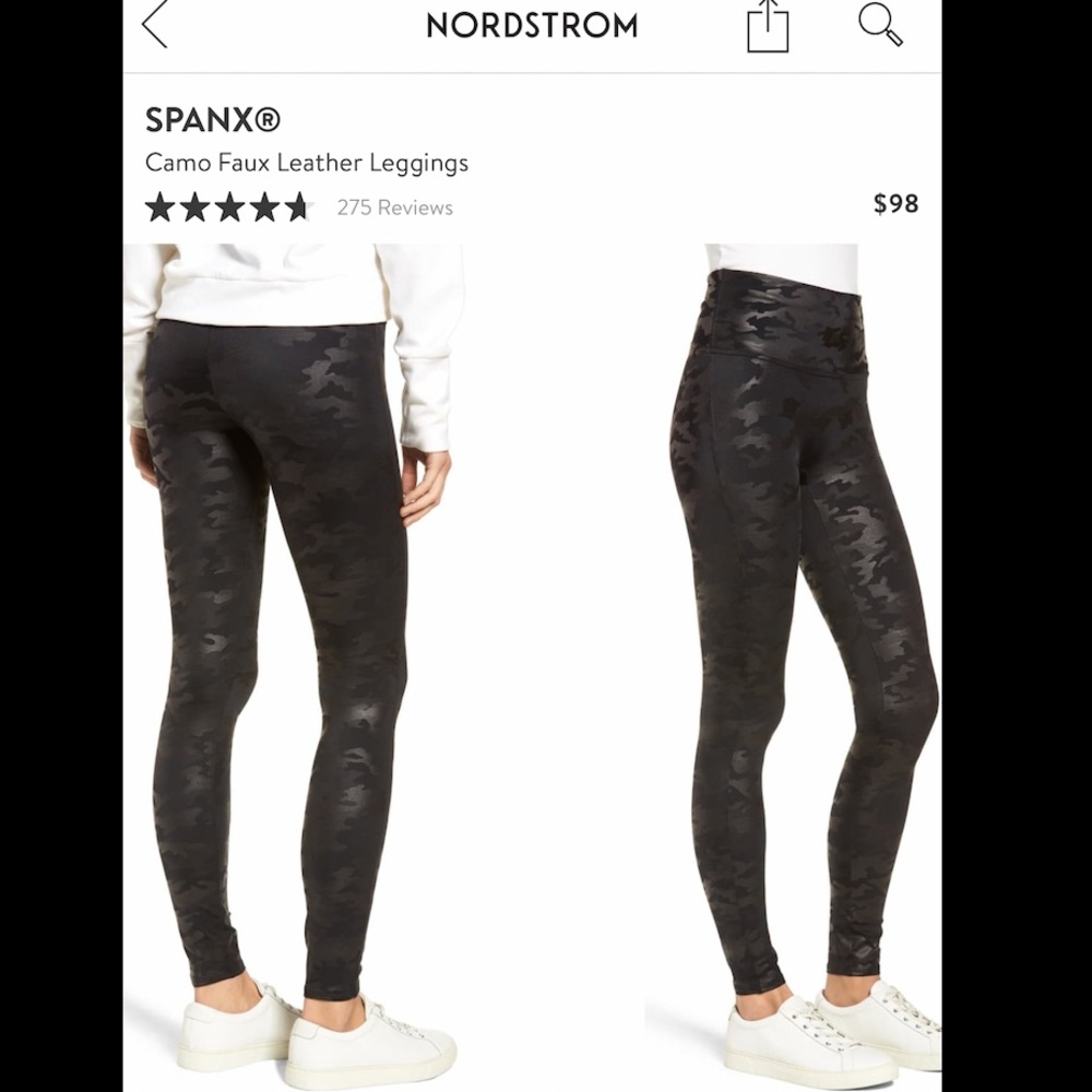 SPANX Camo Faux Leather Leggings